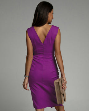 Léana | Robe Cintrée Avec Décolleté En V Et Fente Élégante