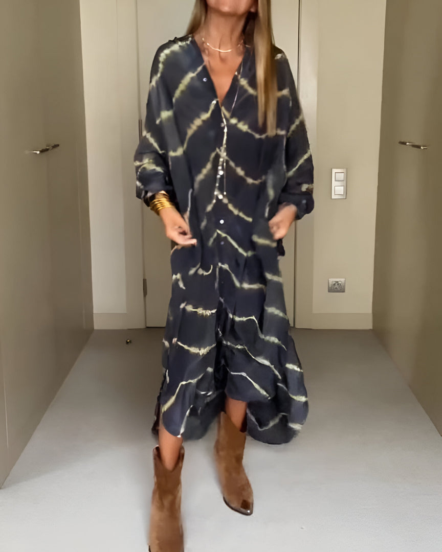 Julia | Robe Longue Bohème À Rayures Élégante