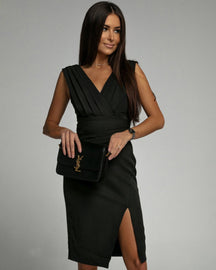 Robe Isa Jolie à col en V et fente