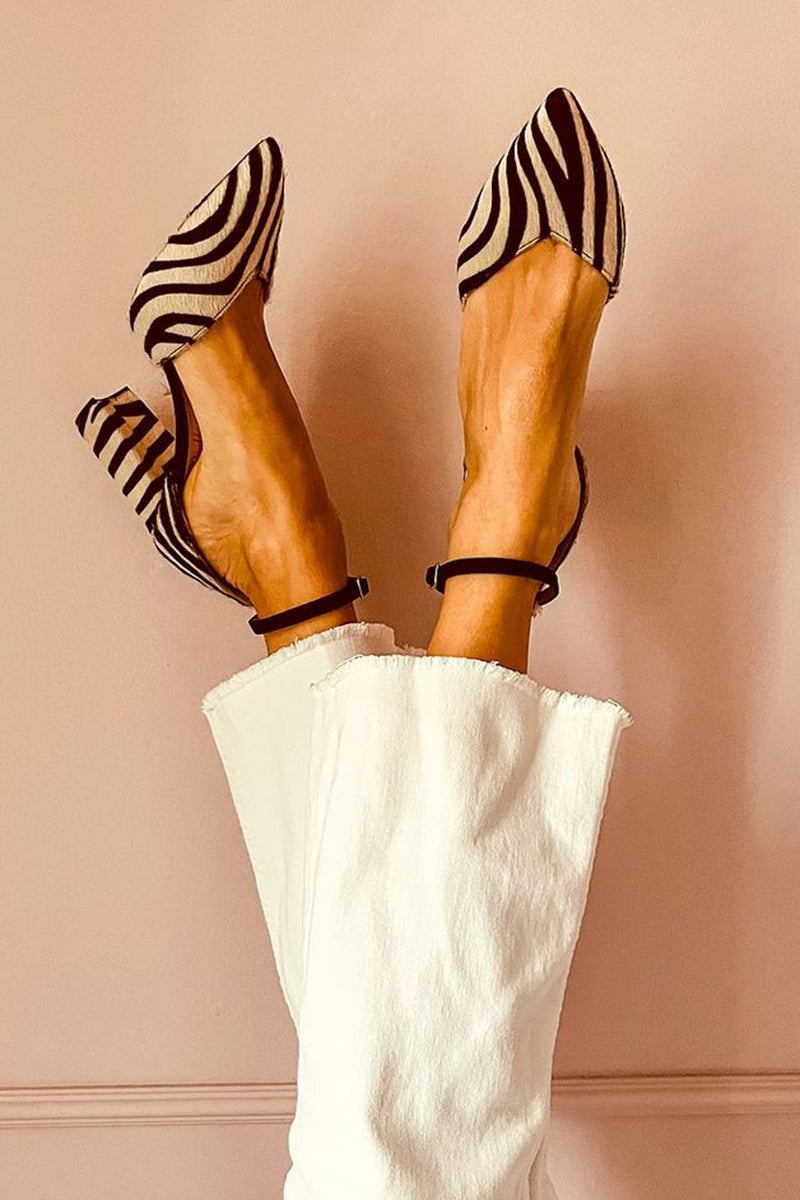 Zeby | Sandales À Motif Zèbre Avec Talon Stable Et Brides Élégantes