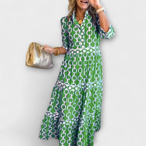 Juliette | Robe Midi À Imprimé Chaînes Chic Et Tendance