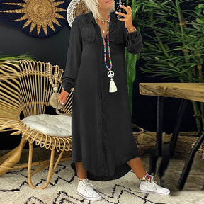Yara | Robe Longue En Denim À Manches Longues