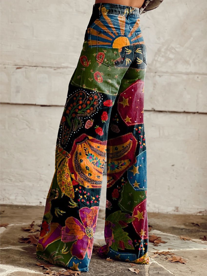 Lauren | Jean Évasé Motif Psychédélique Artistique