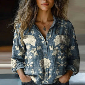 Alexandra | Blouse Vintage Imprimée Au Style Rétro Élégant