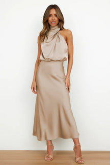 Lorin | Robe Midi Glamour à Épaules Dénudées
