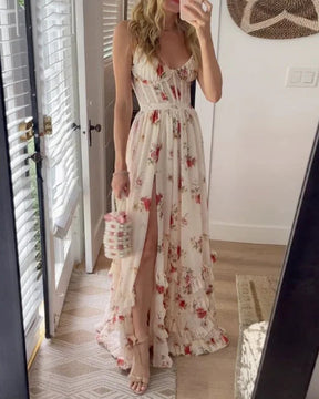 Richelle | Robe Midi Fleurie À Silhouette Cintrée