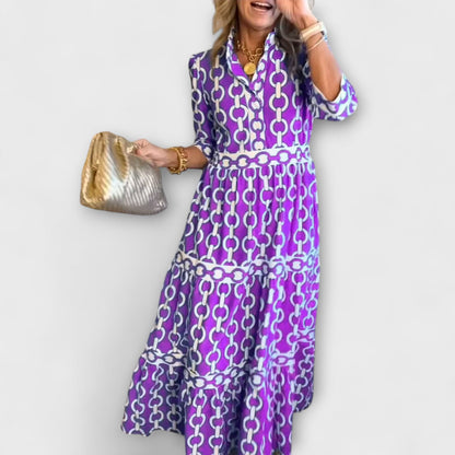 Juliette | Robe Midi À Imprimé Chaînes Chic Et Tendance