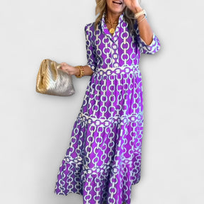 Juliette | Robe Midi À Imprimé Chaînes Chic Et Tendance