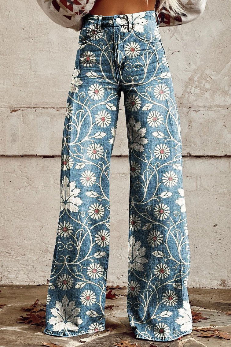 Steffa | Pantalon Large à Imprimé Fleuri