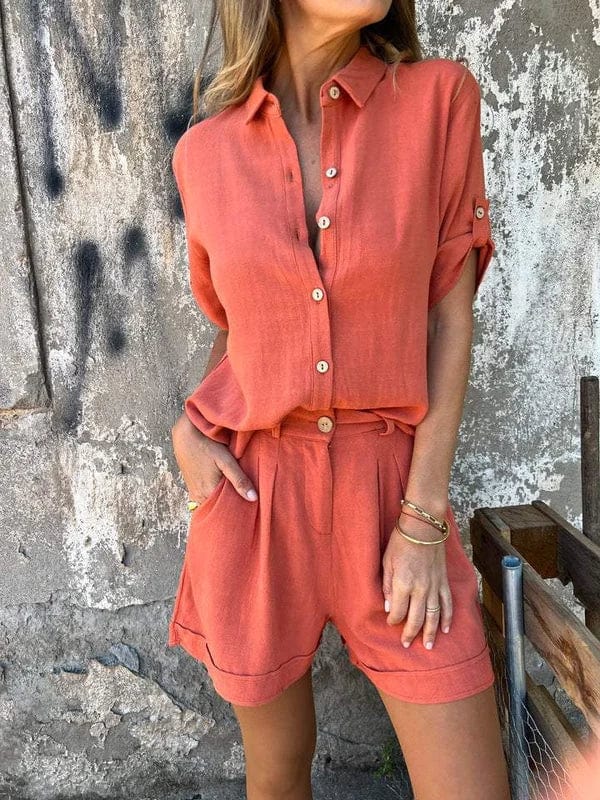 Kaila | Ensemble Décontracté En Lin Léger Avec Haut Et Short