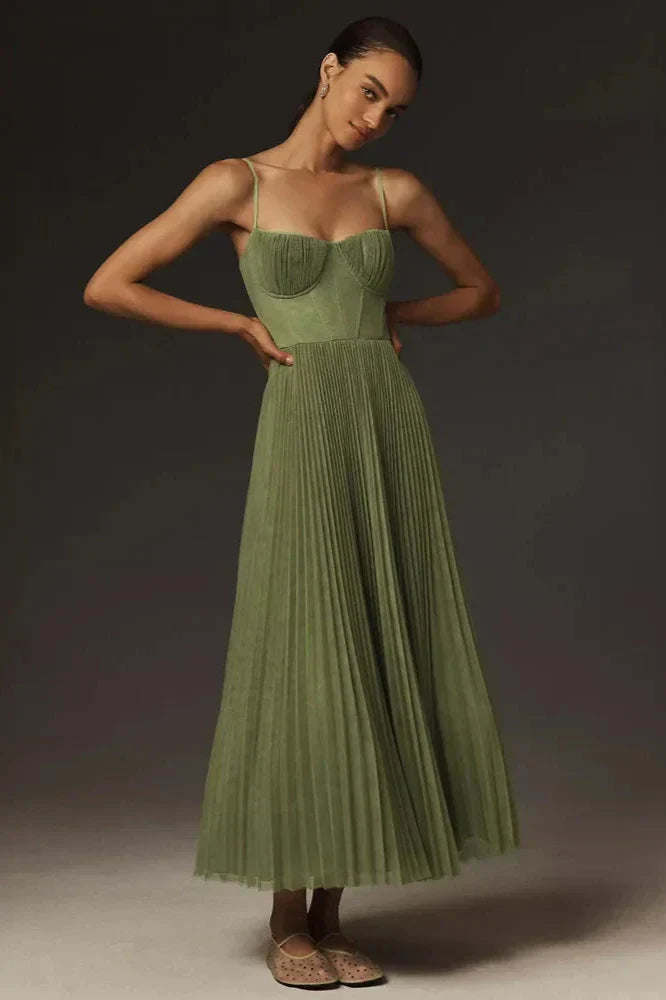 Lyka | Robe Midi En Tulle Plissé Élégant