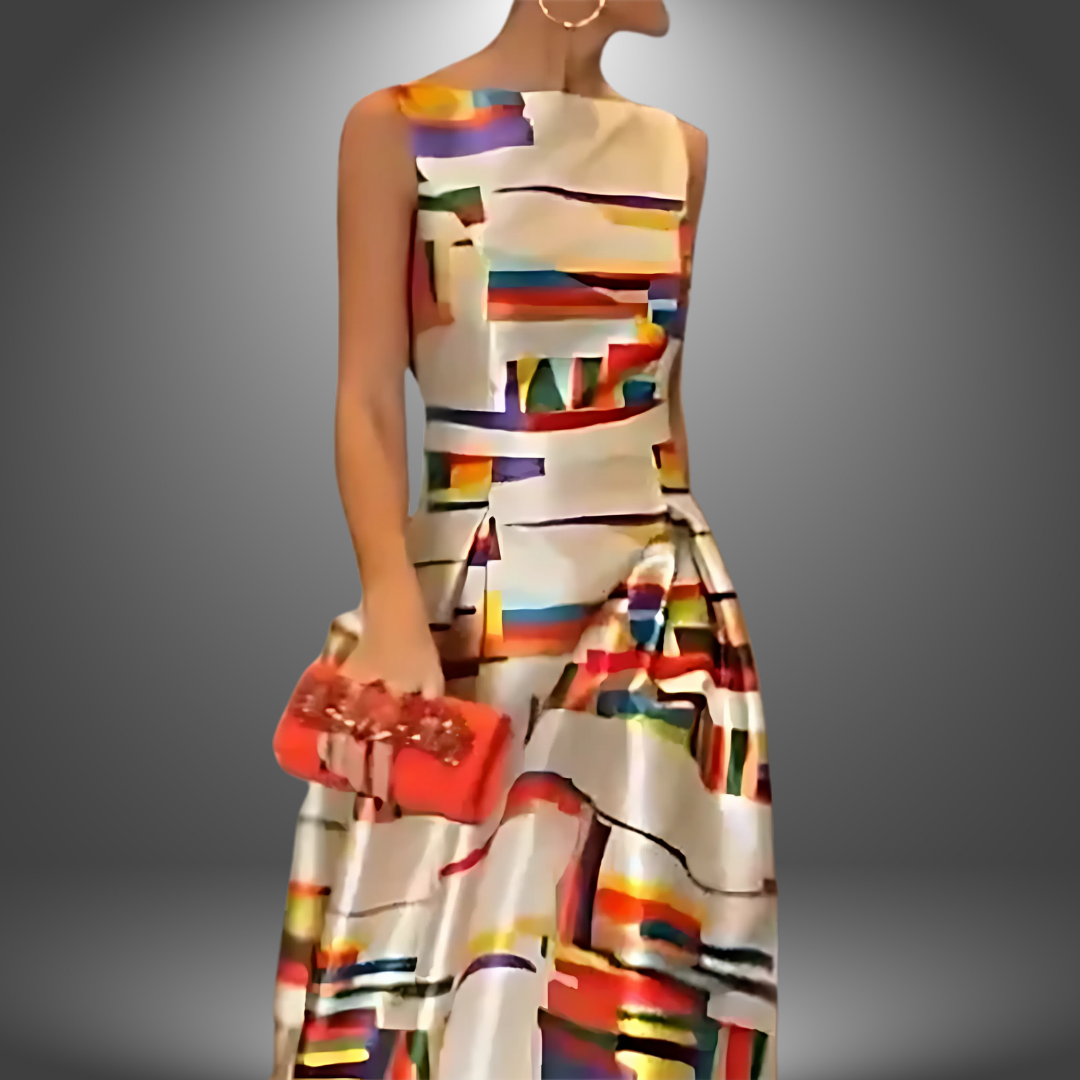 Naïa | Robe Longue À Imprimé Géométrique