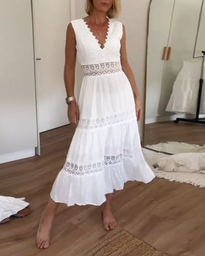 Shania | Robe Longue En Dentelle Avec Décolleté En V