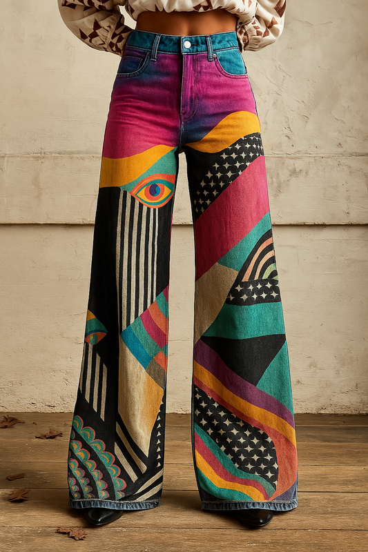 Polly | Pantalon Large Imprimé Graphique