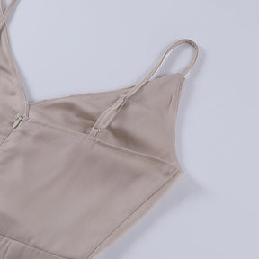 Liora | Robe Midi Élégante À Bretelles Et Décolleté En V