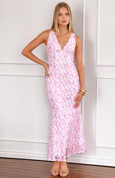 Selina | Robe Longue en Dentelle Rose Élégante