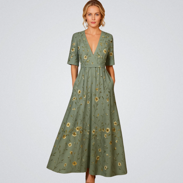 Ivanna | Robe Longue Portefeuille Fleurie