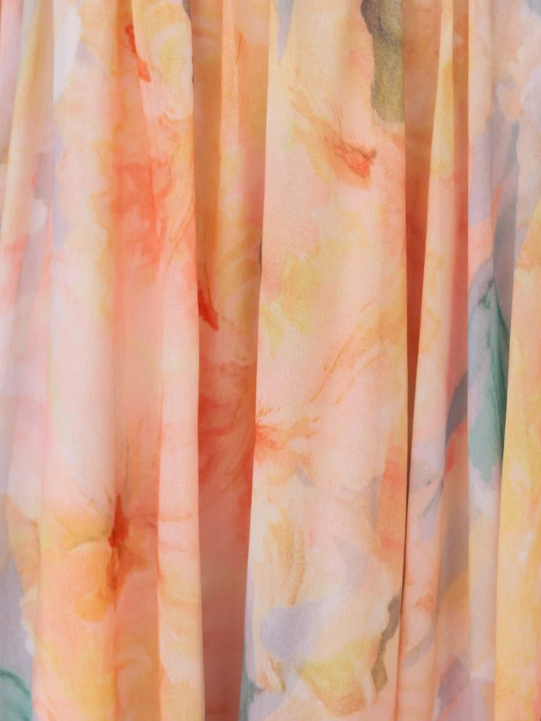 Marisse | Robe Évasée En Chiffon À Imprimé Aquarelle Et Col Halter