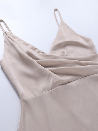 Krizia | Robe En Satin À Col Cascade Et Fente Haute