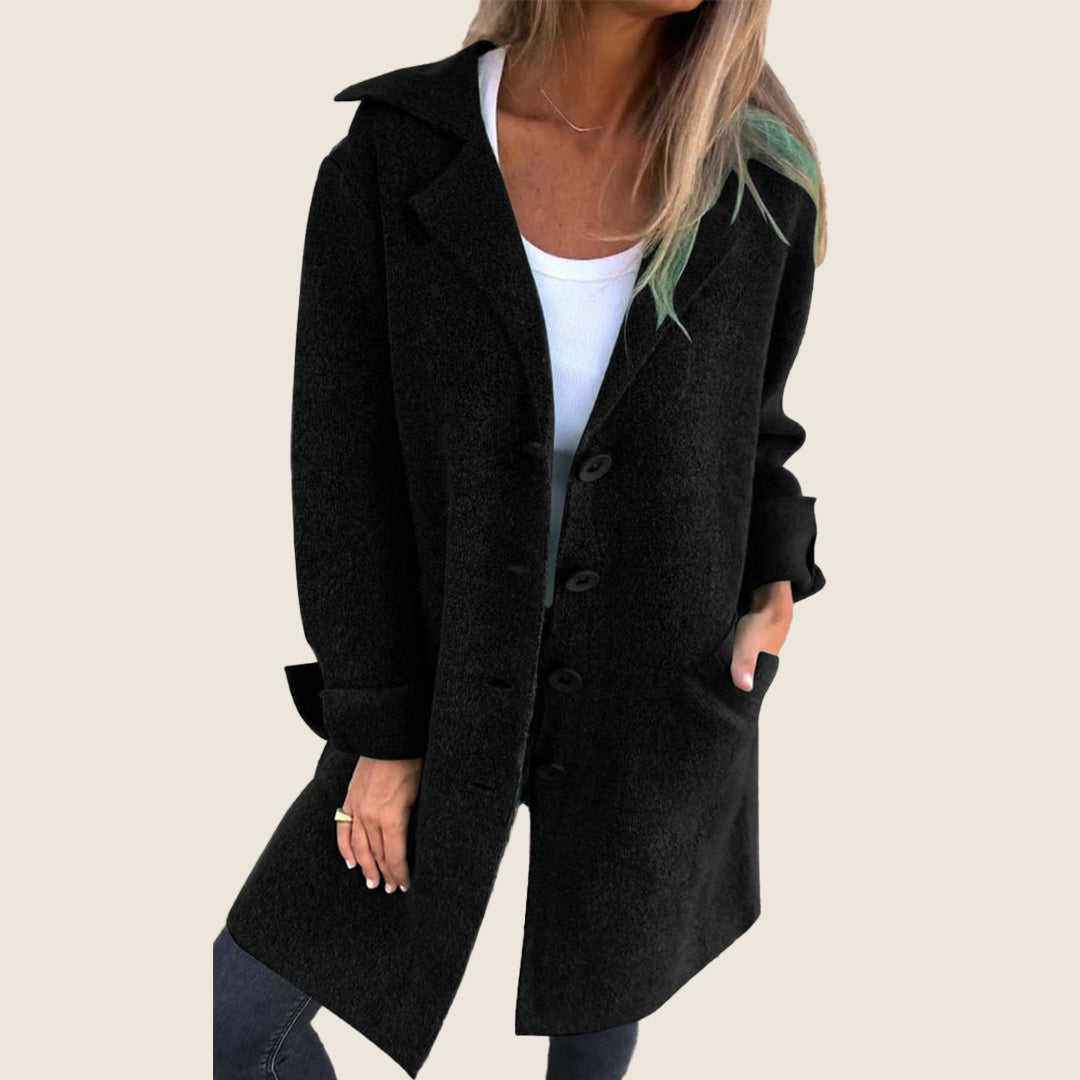 Elvy Paris – Manteau Casual Monopette Avec Revers