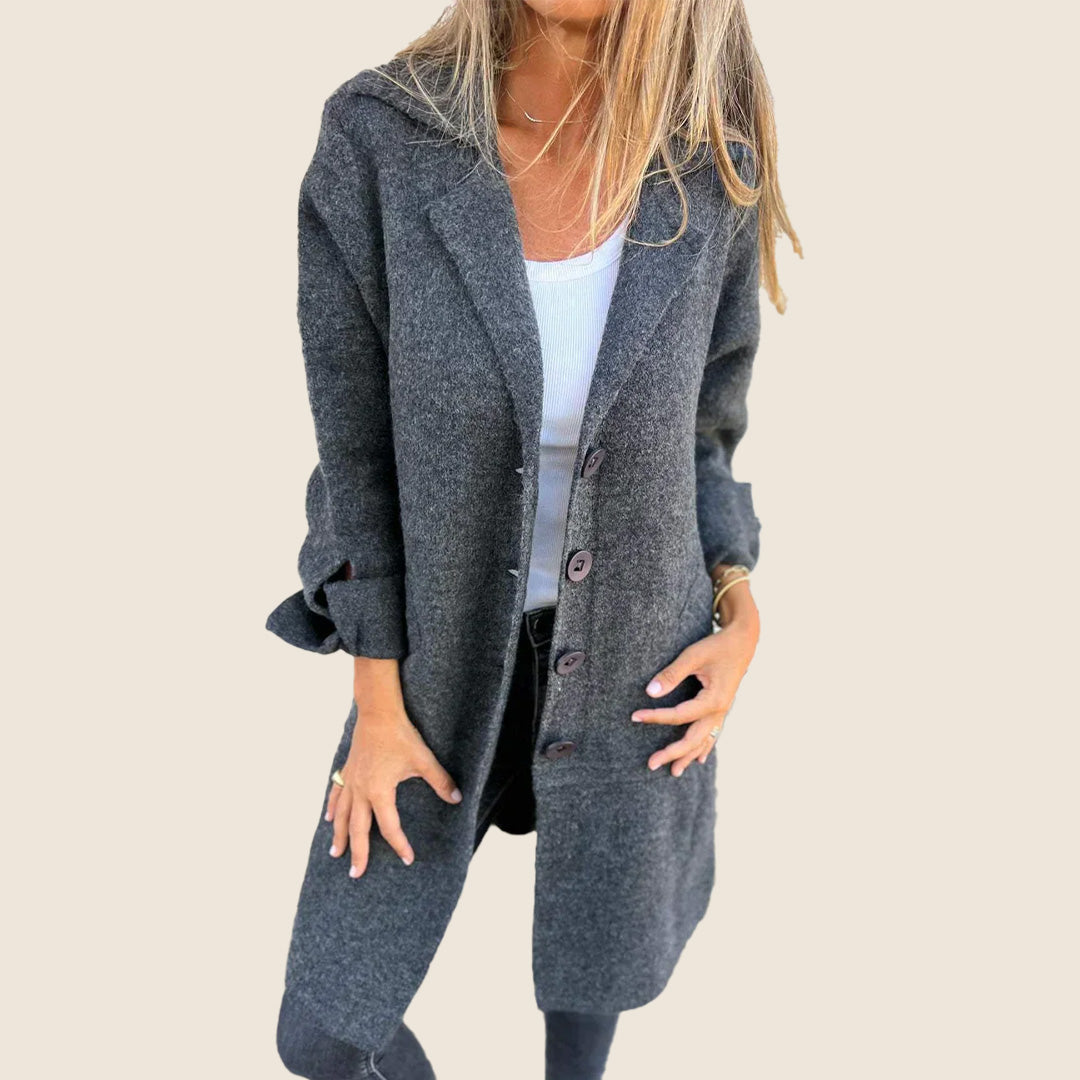 Elvy Paris – Manteau Casual Monopette Avec Revers