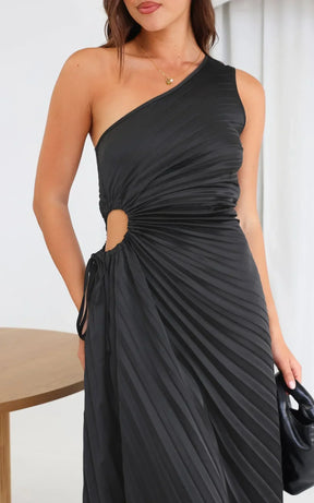Zarelia | Robe Midi Plissée Asymétrique