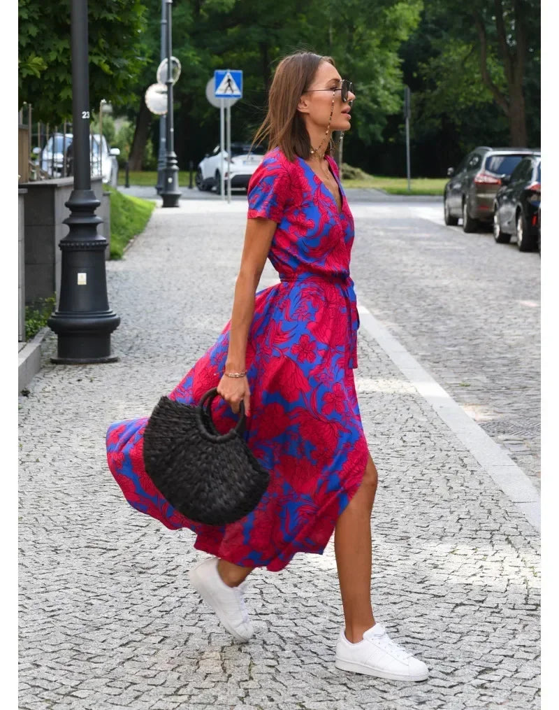 Jana | Robe Col En V Fleurie