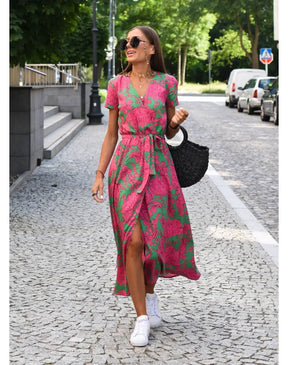 Jana | Robe Col En V Fleurie