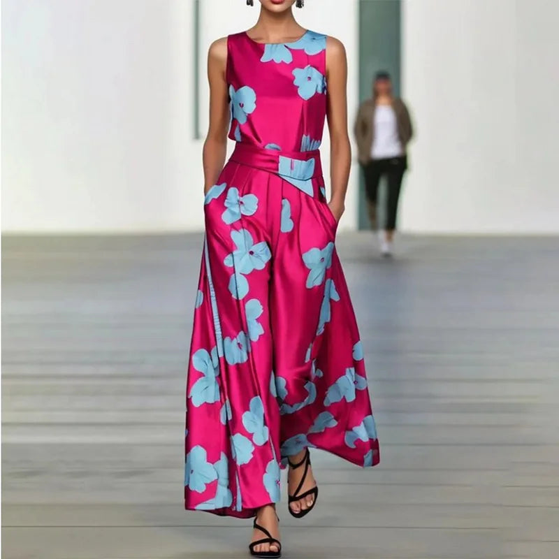 Maïra | Robe Longue Sans Manches à Imprimé Fleuri