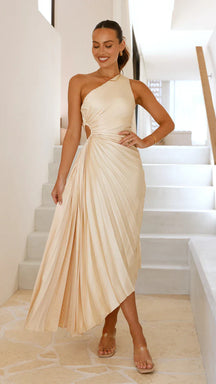 Zarelia | Robe Midi Plissée Asymétrique