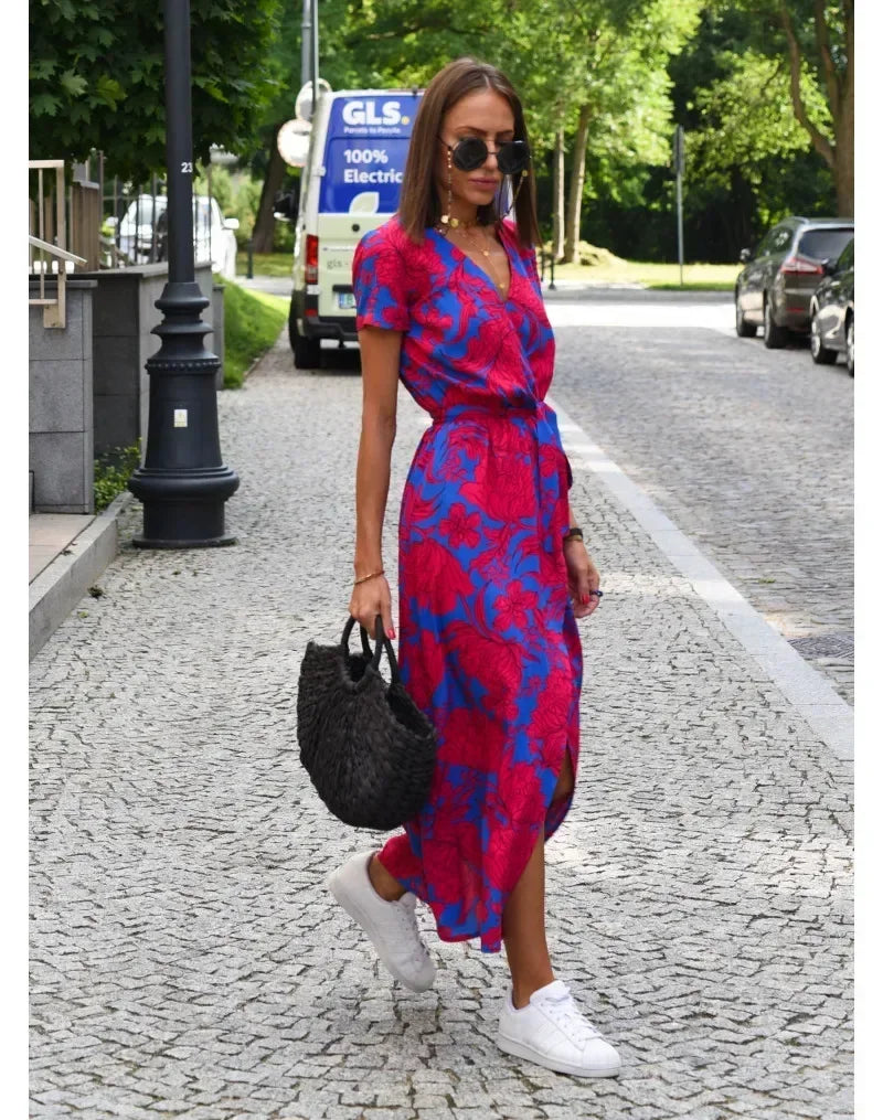 Jana | Robe Col En V Fleurie