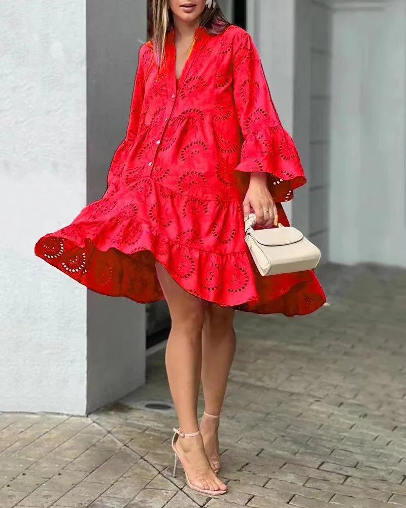 Mildred | Robe En Dentelle Avec Manches Bouffantes