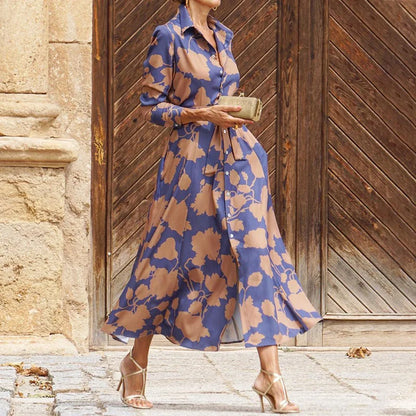 Iris | Robe Midi Élégante À Manches Longues Et Taille Ceinturée