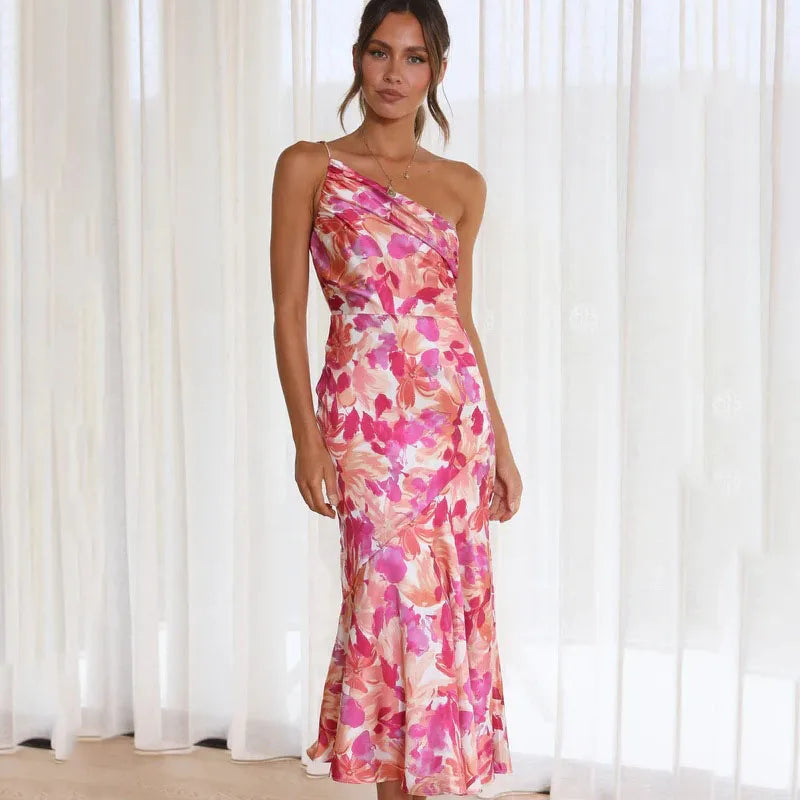 Fyang | Robe Midi Asymétrique à Imprimé Fleuri