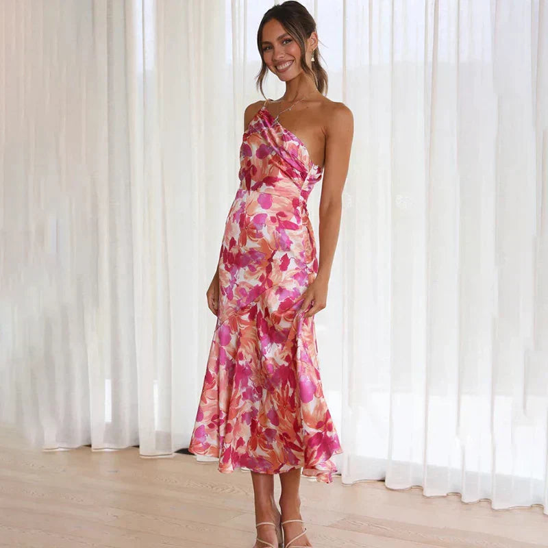 Fyang | Robe Midi Asymétrique à Imprimé Fleuri