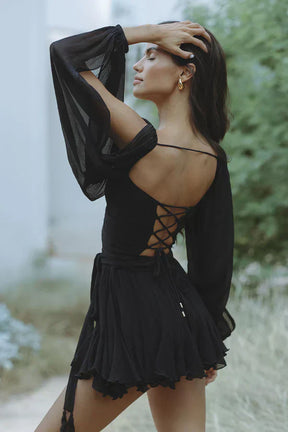 Racquel | Robe Courte Élégante À Manches Bouffantes