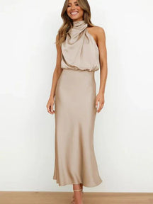 Rhea | Robe Midi Glamour à Épaules Dénudées