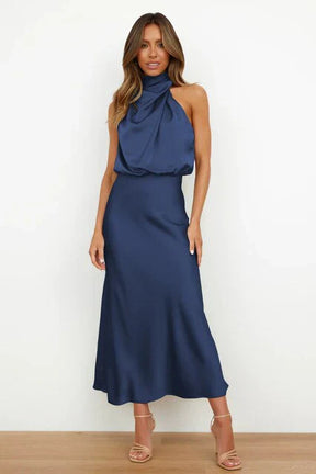 Rhea | Robe Midi Glamour à Épaules Dénudées