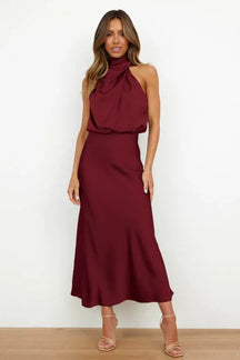 Rhea | Robe Midi Glamour à Épaules Dénudées