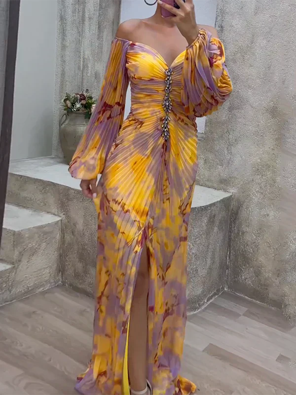 Isalda | Robe Longue Élégante À Décolleté En V Et Finition Satinée