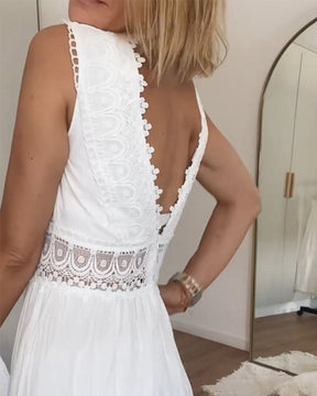 Shania | Robe Longue En Dentelle Avec Décolleté En V