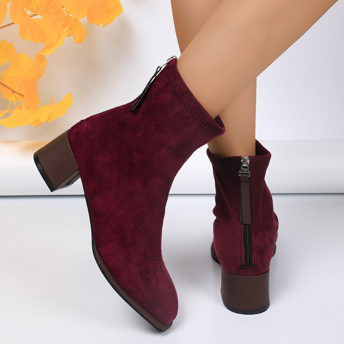 Bottes à Talon Rond Suédé - Piedis LTD Bottes à Talon Rond Suédé 0 Piedis LTD Wine Red / 36 Piedis LTD 0