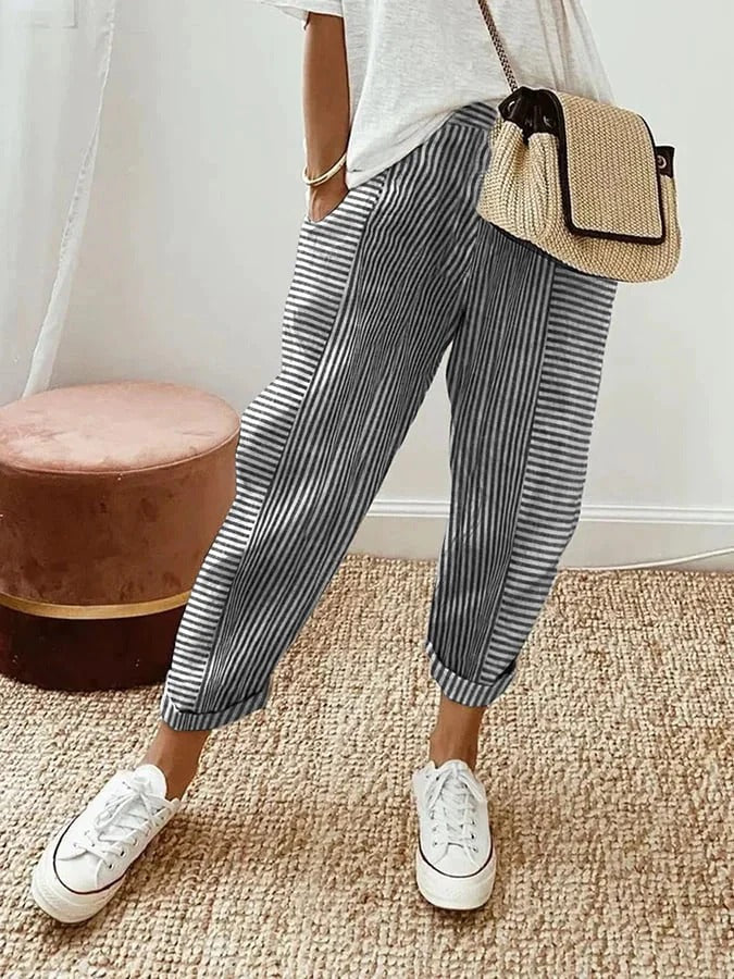 Connaissance | Pantalon Rayé Confortable Et Stylé 