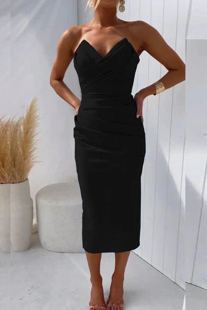 Sarena | Robe Midi Fendue Sans Manches