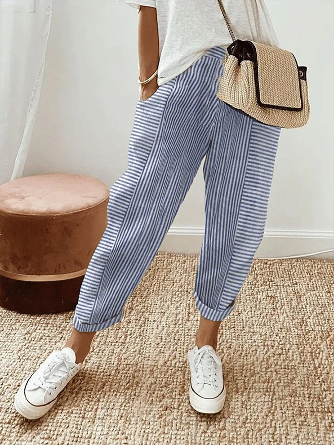 Connaissance | Pantalon Rayé Confortable Et Stylé 