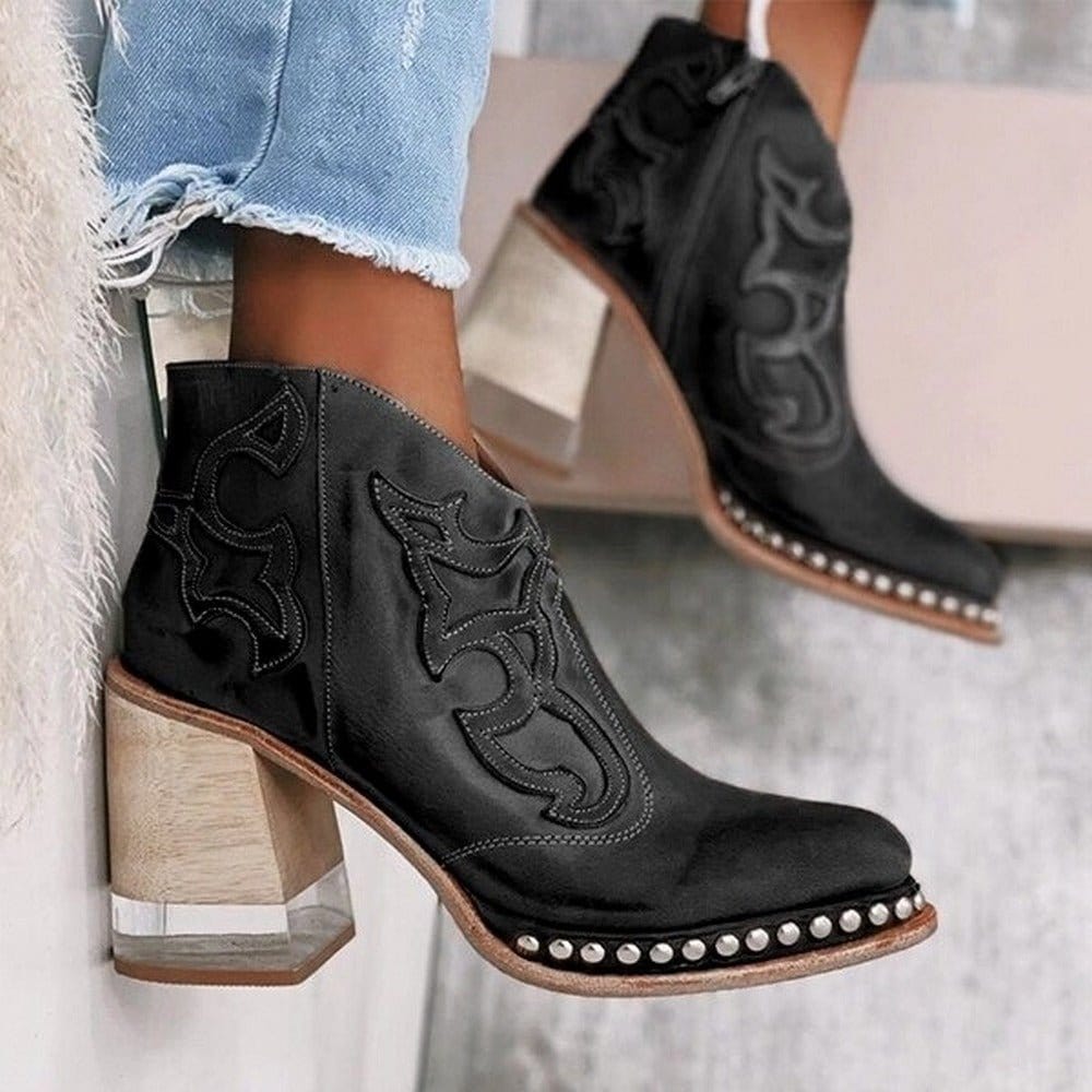 Jersey | Bottines En Cuir À Talon Sculpté