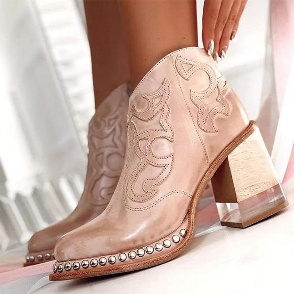 Jersey | Bottines En Cuir À Talon Sculpté