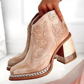 Jersey | Bottines En Cuir À Talon Sculpté