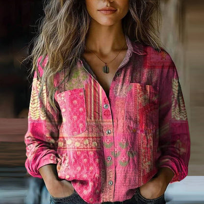Alexandra | Blouse Vintage Imprimée Au Style Rétro Élégant