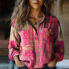 Alexandra | Blouse Vintage Imprimée Au Style Rétro Élégant